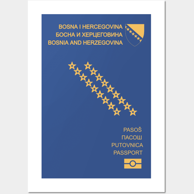 Bosnia Passport Wall Art by Travellers